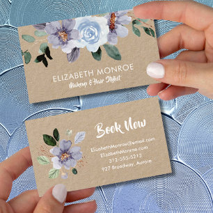 Lila blommor Salon Makup Hair Stylist Visitkort