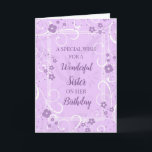 Lila blommor Sister Birthday Kort<br><div class="desc">Födelsedagskort för syster med söt lavender lila blommor och tänksam vers.</div>