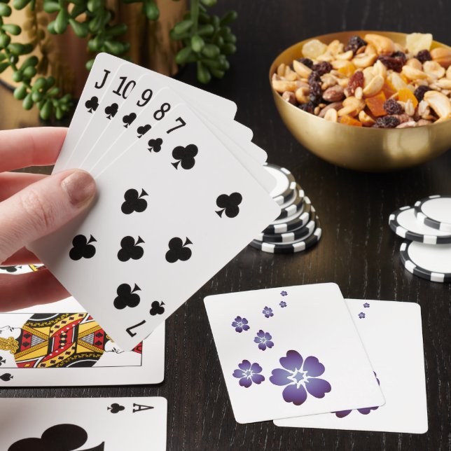 Lila blommor spel kort (På plats)
