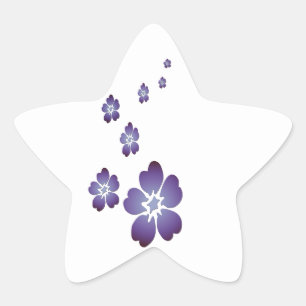 Lila blommor stjärnformat klistermärke