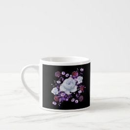 LILA BLOMMOR, SVART BAKGRUND ESPRESSOMUGG