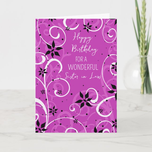 Lila blommor syster i Lag Birthday Kort (Framsida)