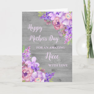 Lila blommor systerdotter Glad mors dag-kort Kort
