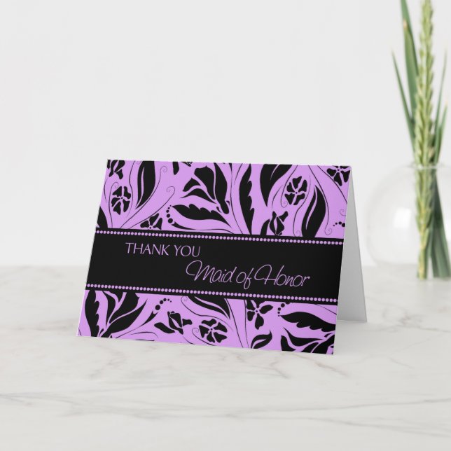 Lila blommor Tack Maid of honor-kort (Framsida)