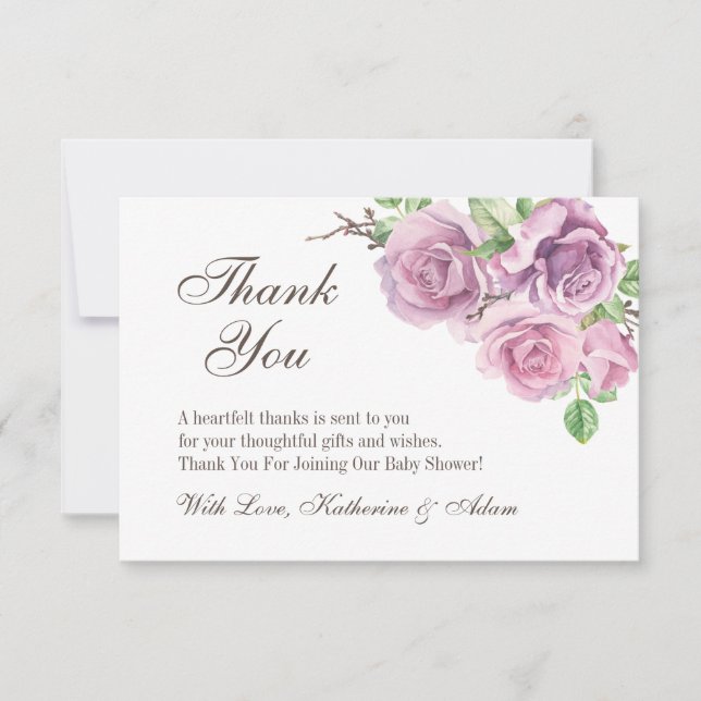 Lila blommor tackkort, Tack (Framsida)