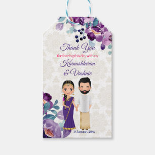 Lila blommor Tamil Telugu bröllop Presentetikett