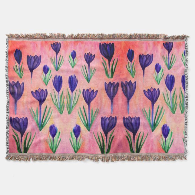 Lila blommor Throw Blanket Filt (Framsidan)