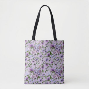 Lila blommor Tote Tygkasse