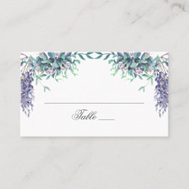 Lila blommor. Trädgårdsblommig bröllop. Lavendel Placeringskort