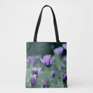 Lila blommor tygkasse