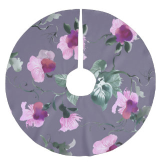 Lila blommor: vattenfärgen, sömlös mönster. julgransmatta borstad polyester