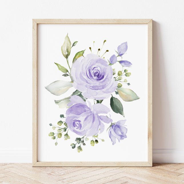 Lila blommor, vattenfärgsblommor, könsuppehåll fototryck (Skapare uppladdad)