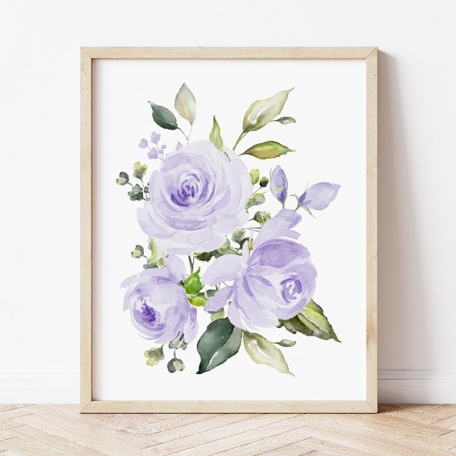 Lila blommor, vattenfärgsblommor, könsuppehåll fototryck (Skapare uppladdad)