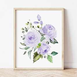 Lila blommor, vattenfärgsblommor, könsuppehåll poster