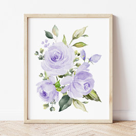 Lila blommor, vattenfärgsblommor, könsuppehåll poster