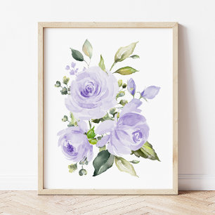 Lila blommor, vattenfärgsblommor, könsuppehåll poster