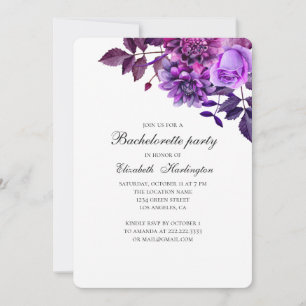 Lila blommor. Violet blommigt bachelorette Party Inbjudningar