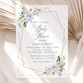 Lila blommor, vita blommor, Boho, babyskor Inbjudningar