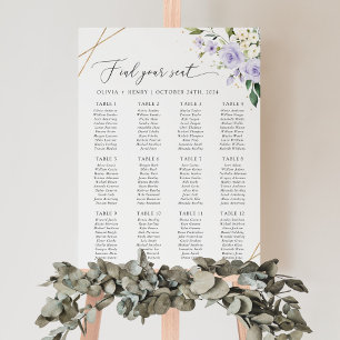 Lila blommor, Vita blommor, Boho, Sittplatsschema Poster