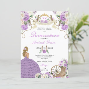 Lila blommor Western Cowgirl Quinceañera Inbjudningar