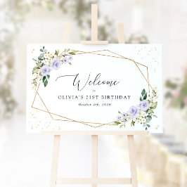 Lila blommor, White Flowers, Birthday Welcome Poster
