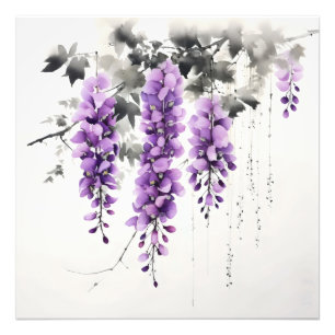 Lila blommor Wisteria Träd Fototryck