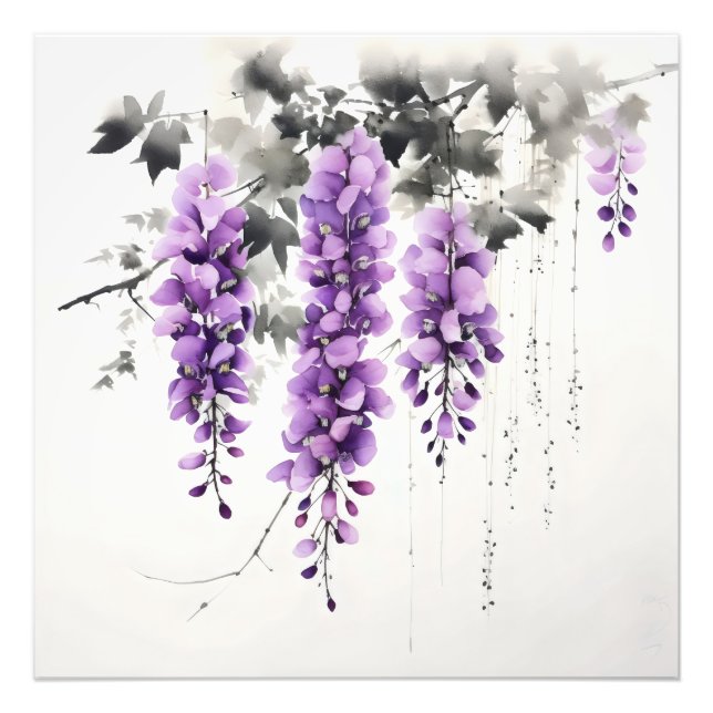 Lila blommor Wisteria Träd Fototryck (Framsidan)