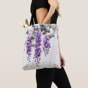 Lila blommor Wisteria Träd Tygkasse