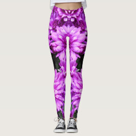 Lila blommordamasker leggings