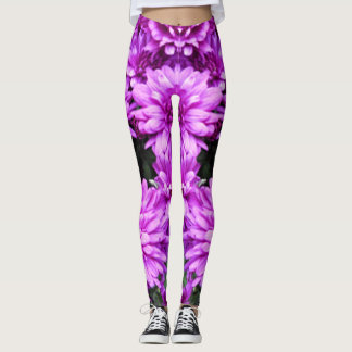 Lila blommordamasker leggings