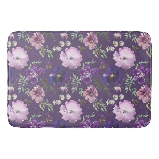 Lila blommotiv Elegant Badrumsmatta (Framsidan)