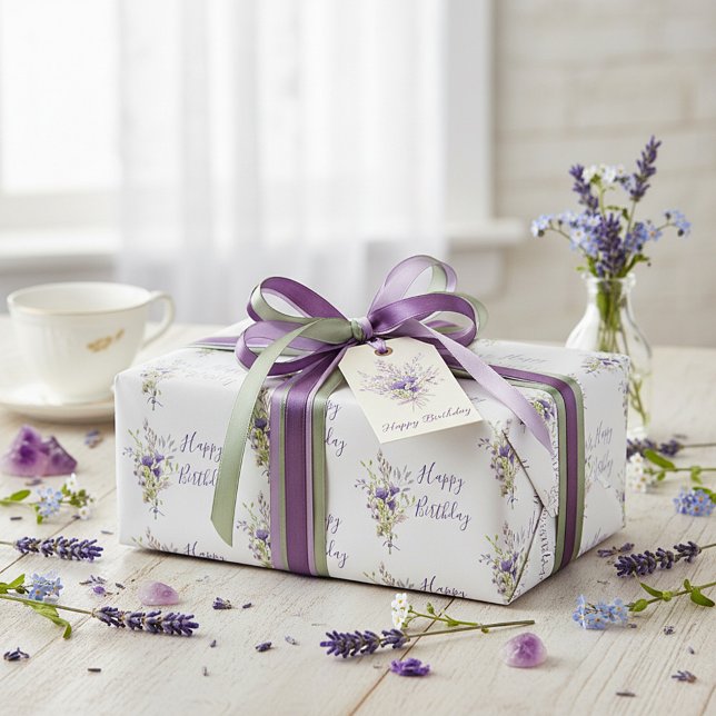 Lila blomster sprut anpassad kort presentpapper (Skapare uppladdad)