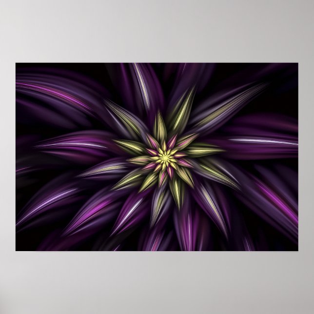 LILA BLOMSTERBURST – MYSISK BLOMSTERMANDALA KONST POSTER (Framsidan)