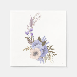 Lila blomsterbutik stil blomster pappersservett