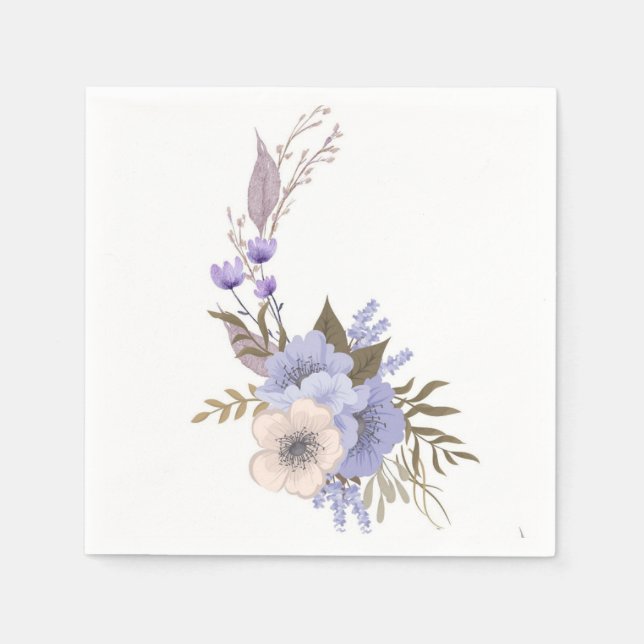 Lila blomsterbutik stil blomster  pappersservett (Framsidan)