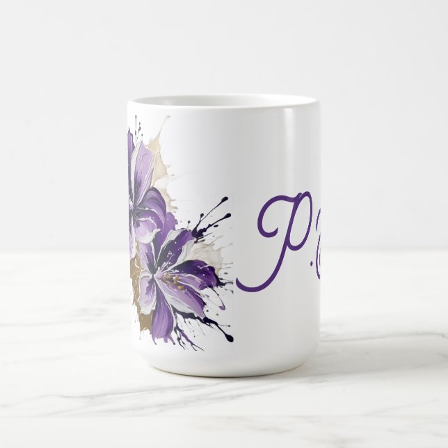 Lila blomsterexplosion kaffemugg (Center)