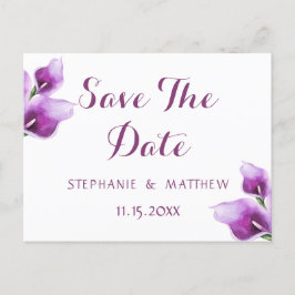 Lila blomstergom Wedding Save The Date Meddelande Vykort