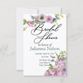 Lila blomsterinbjudan i akvarellstil inbjudningar