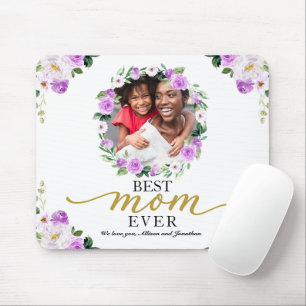 Lila blomsterkrans Bästa mamma någonsin Mors dag Musmatta