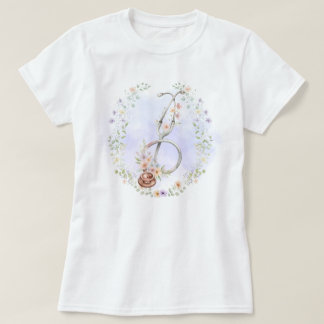 Lila blomsterkrans Stetoskop T Shirt