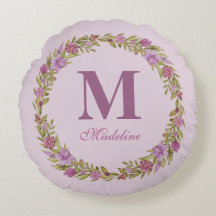 Lila blomsterkransmonogram flickor sovrum