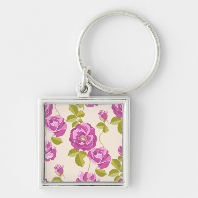 Lila Blomsterlavendelros Nyckelring (Framsidan)