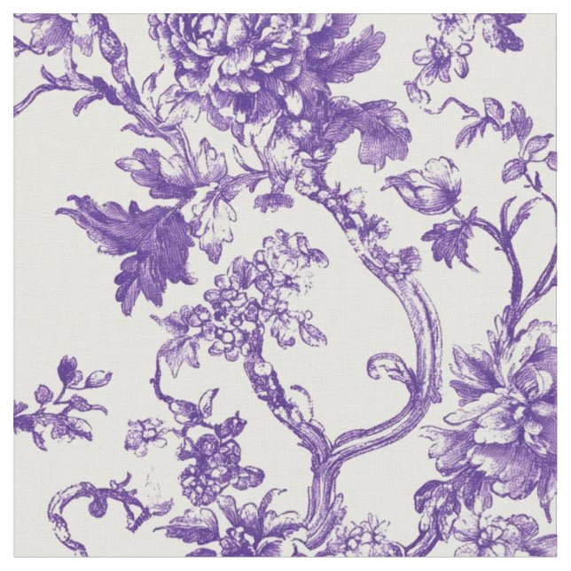 Lila blomsterlig klätterväxt toile tyg (Närbild)