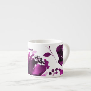 Lila blomstermålning med blommor elegant anpassad espressomugg