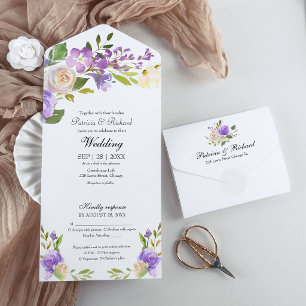 Lila blomstermonogram Elegant bröllop