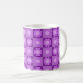 Lila blomstermönster i geometrisk form kaffemugg