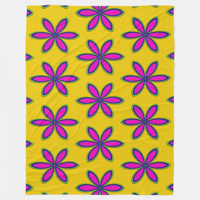 Lila blomsterplätt fleecefilt (Framsidan)