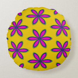 Lila blomsterplätt rund kudde