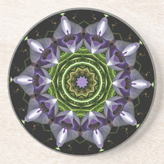Lila blomsterrik mandala-kalejdoskopkonst underlägg (Framsidan)