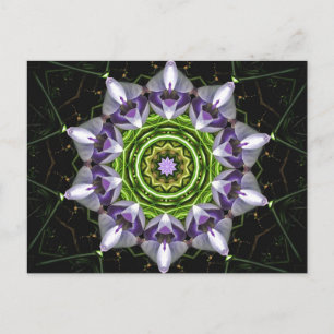 Lila blomsterrik mandala-kalejdoskopkonst vykort